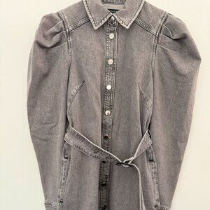 👗 Ted Baker Gray Denim Belted Dress – Size 1 (US 4) – NWOT